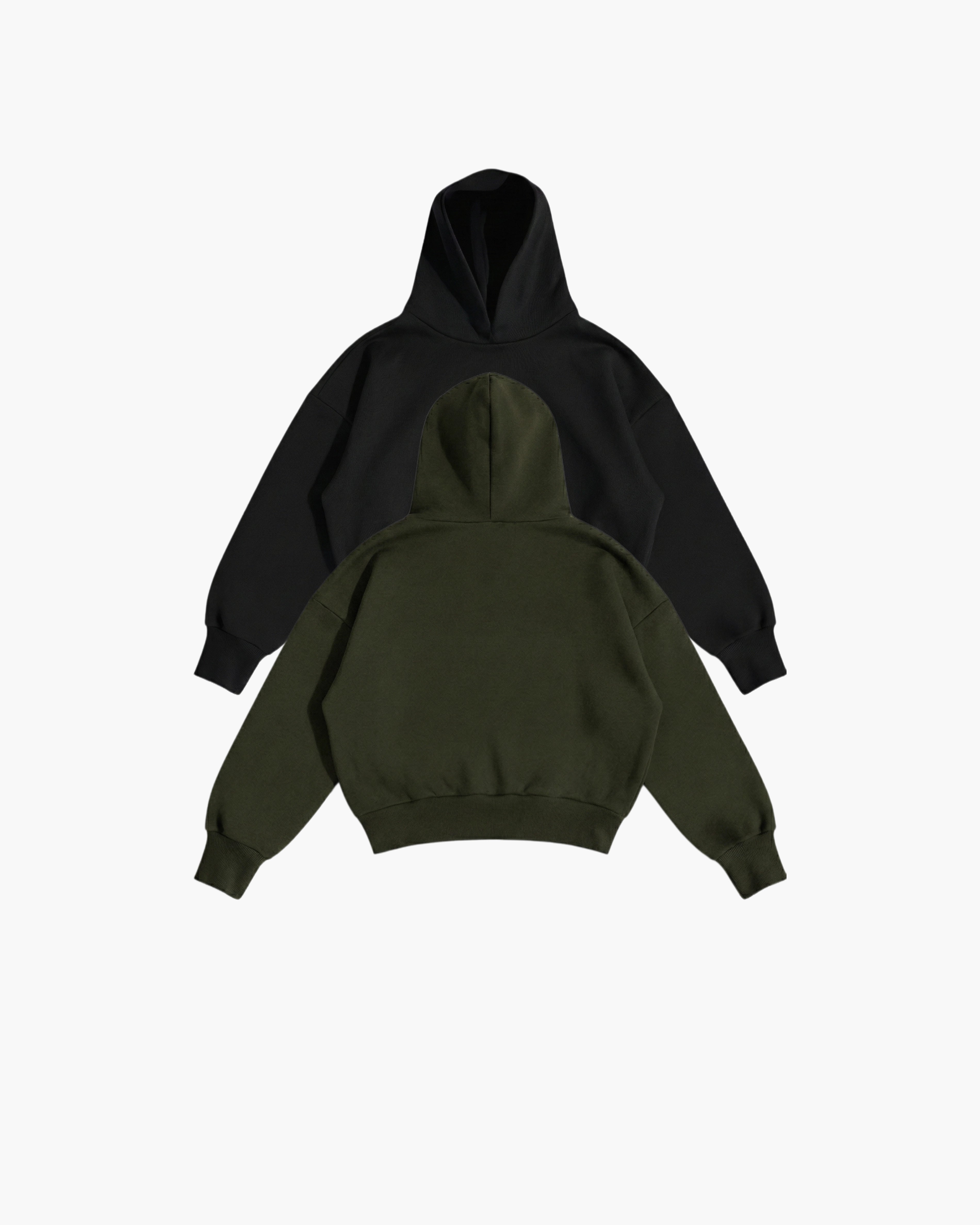 Olive and Black Oversized Cotton Hoodie 420 GSM
