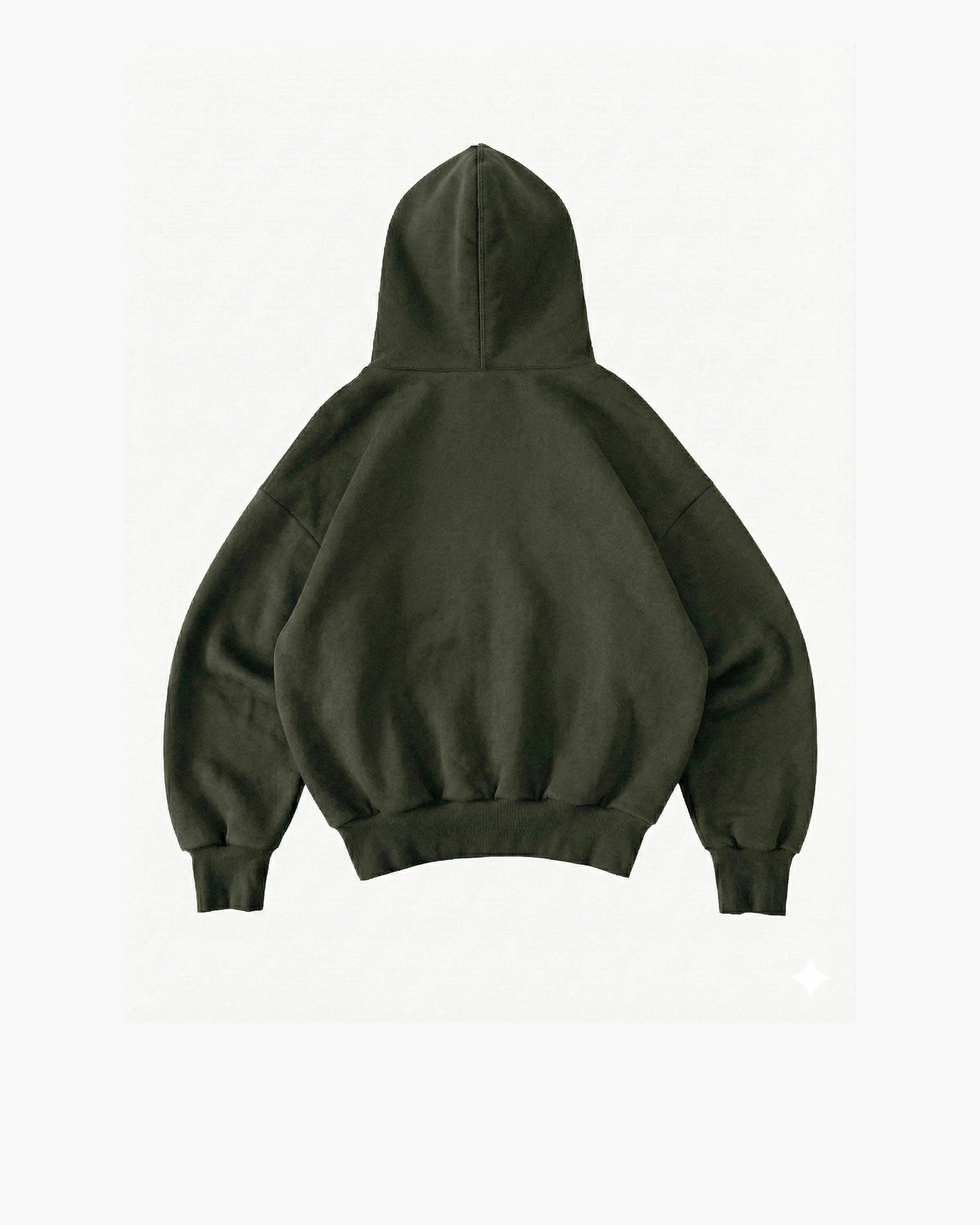 Back side flat lay shot of Olive Oversized Cotton Hoodie 420 GSM
