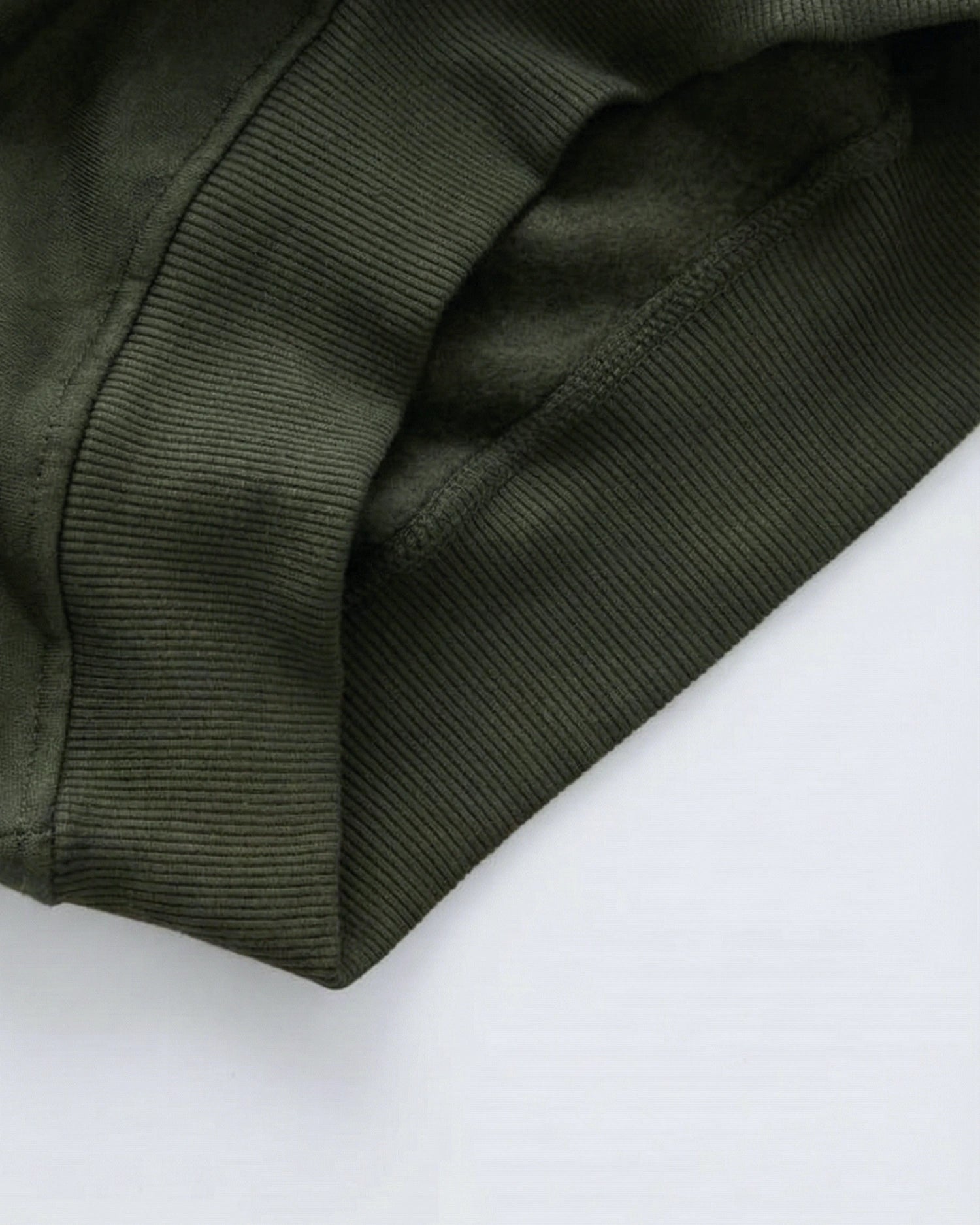 Ribbed Hemline shot of Olive Oversized Cotton Hoodie 420 GSM