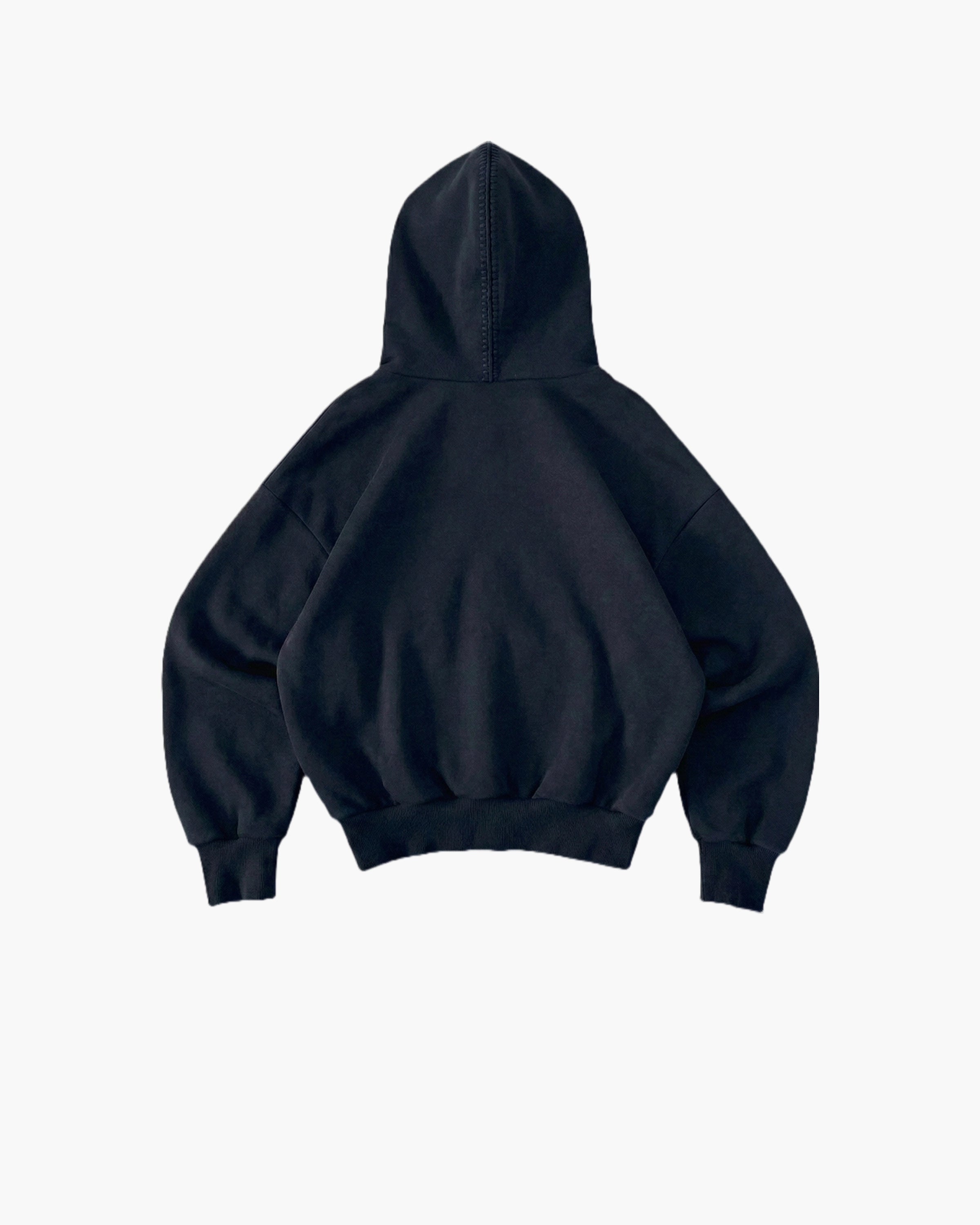 Back side flat lay shot of Black Oversized Cotton Hoodie 420 GSM