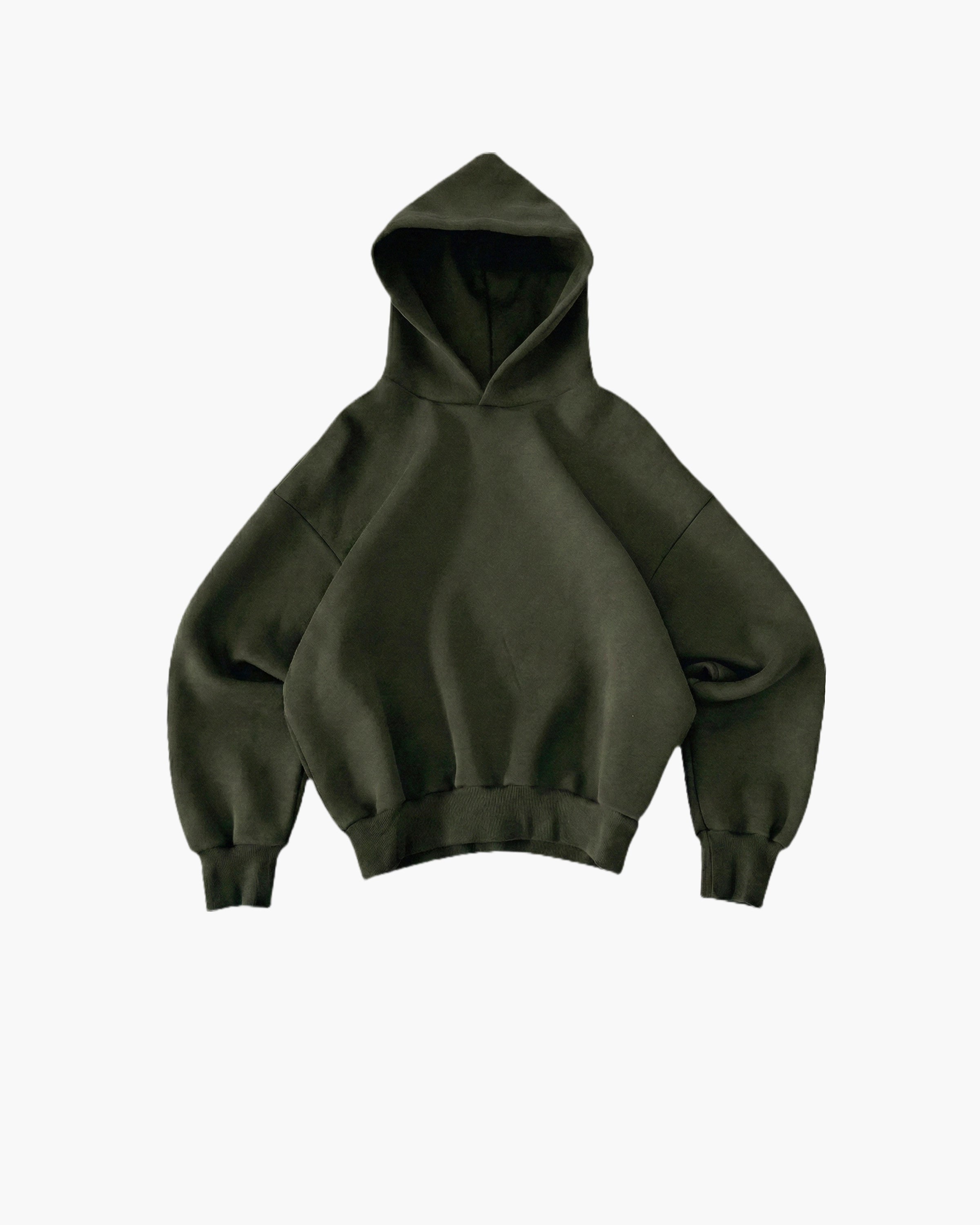 Front side flat lay shot of Olive Oversized Cotton Hoodie 420 GSM